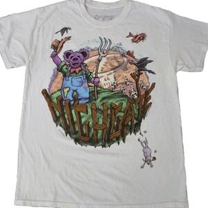 Grateful Dead T-Shirt Size Medium Highgate Vermont Liquid Blue Double-Sided